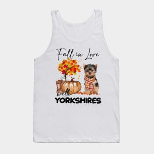 Fall In Love With Yorkshire Terrier Fall Pumpkin Thanksgiving Tank Top